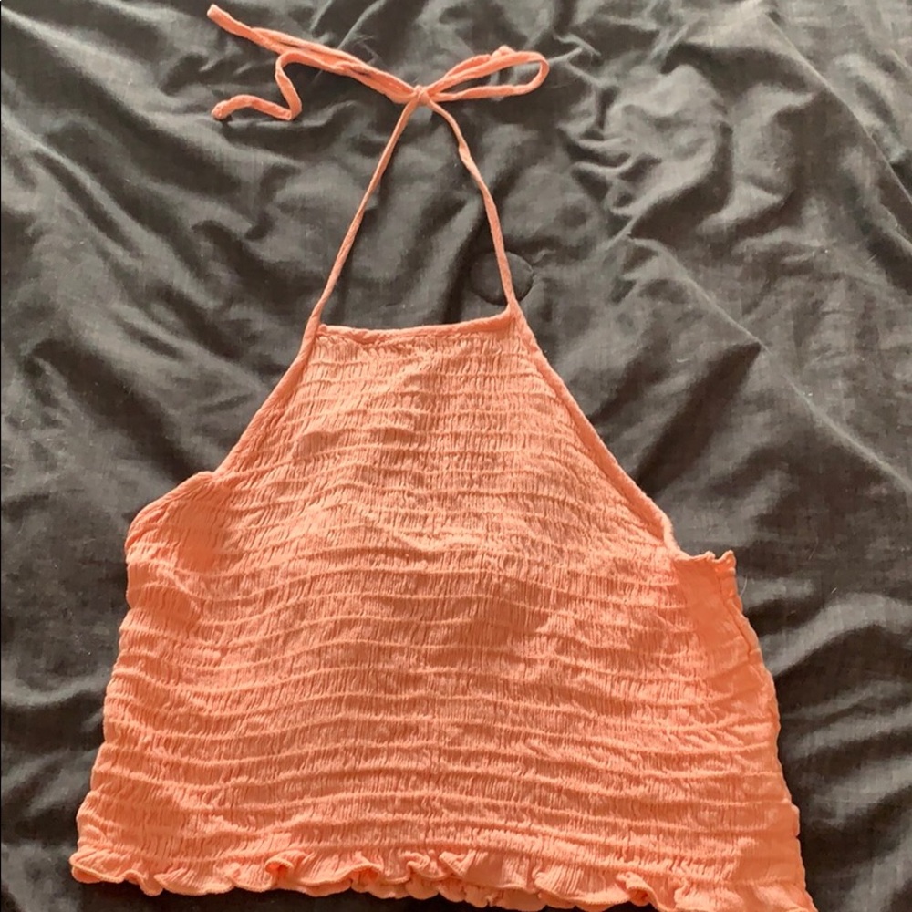 Light pink halter crop top